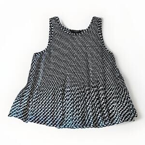 Banana Republic NWOT Release Pleat Tank Sleeveless Top Black Print Petite XS